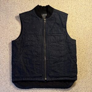 Filson Navy Denim Quilted Work Vest - Zip Front